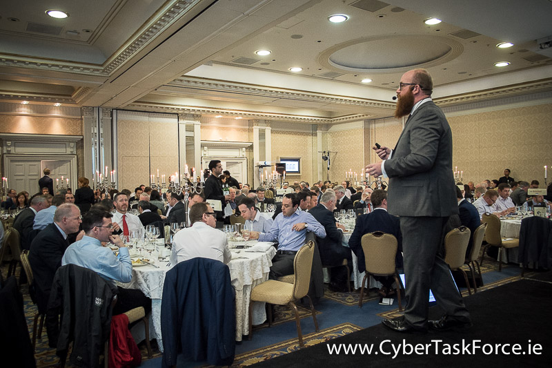 Paul C Dwyer President of the ICTTF addressing the audience at the Cyber leaders' lunch