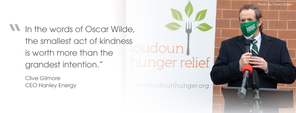 Food drive in Loudoun County - quote from Hanley Energy CEO, Clive Gilmore