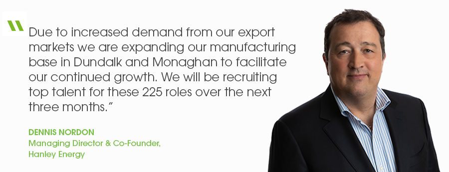 Dennis Nordon quote on Hanley Energy announcement of 225 new jobs in North-East